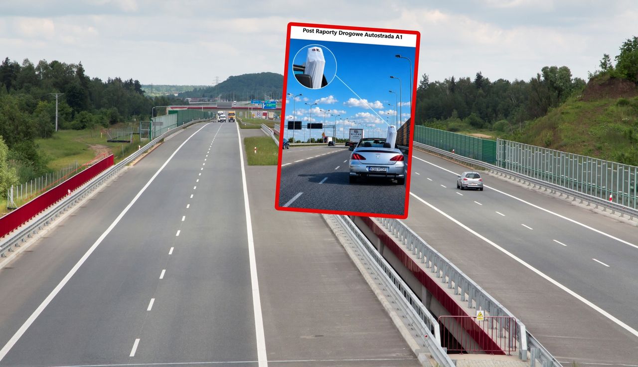 Zdjęcie kabrioletu na A1. "Policja poinformowana"