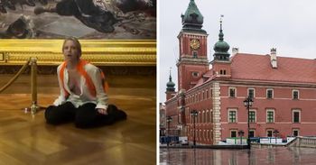 Skandal na Zamku Królewskim. Aktywistka obnażyła się przed słynnym obrazem. "Wisła wysycha, ludzie giną na granicy"