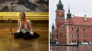 Skandal na Zamku Królewskim. Aktywistka obnażyła się przed słynnym obrazem. "Wisła wysycha, ludzie giną na granicy"