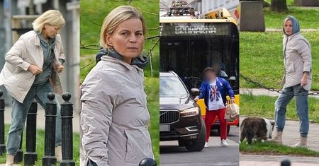 Małgorzata Foremniak wyprowadza psa, a jej partner BLOKUJE samochodem warszawską ulicę (ZDJĘCIA)