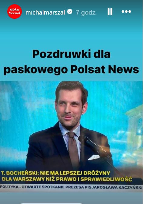 Michał Marszał wyłapał wpadkę "paskowego" Polsat News na swoich Insta Stories 