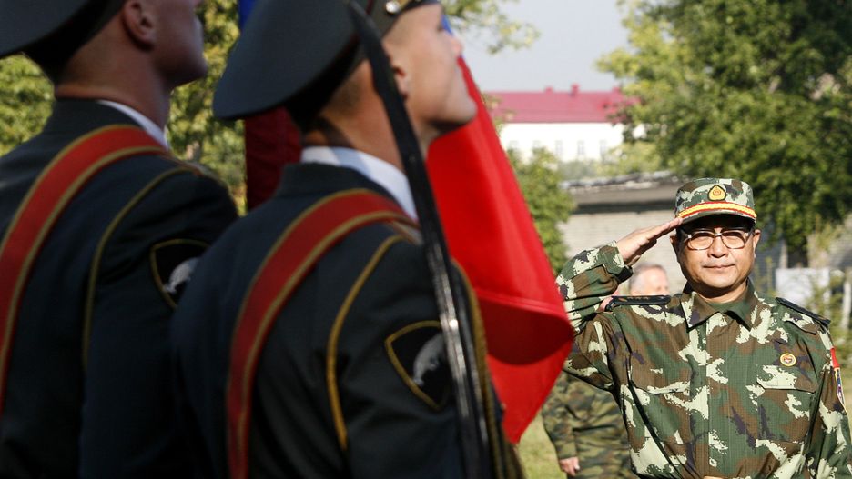 Russian Army Participates In Joint Counter Terrorism Exercise With Chinese
MOSCOW, RUSSIA - SEPTEMBER 04: Wu Shuang Zhan head of Chinese Interior Ministry troops attends an opening ceremony of the Russian- Chinese joint counter terrorism exercise " Friendship 2007 " on September 04, 2007 in Balashikha outside Moscow, Russia. The exercise is the first joint exercise of interior troops of both countries aimed at exchanging experience and interaction on counter-terrorism.  (Photo by Dima Korotayev/Epsilon/Getty Images)
Dima Korotayev
