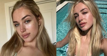 Pozbawiona makijażu Caroline Derpienski wygina się w bikini nad basenem