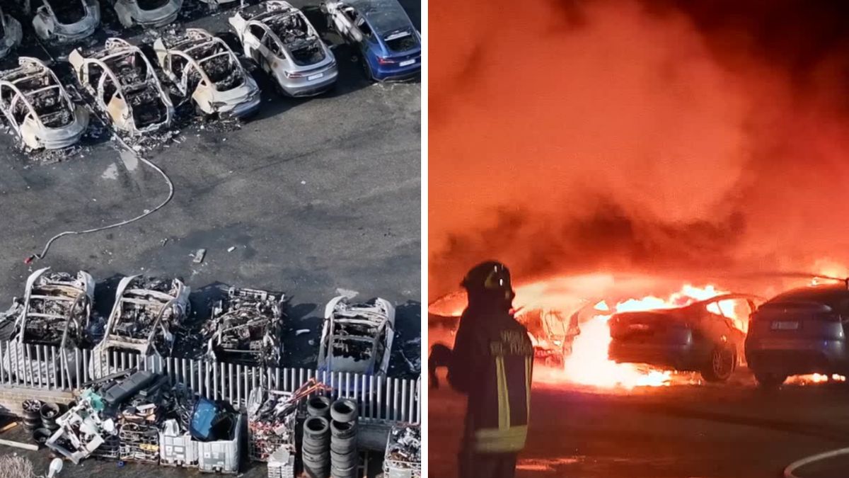 Pożar w salonie Tesli w Rzymie