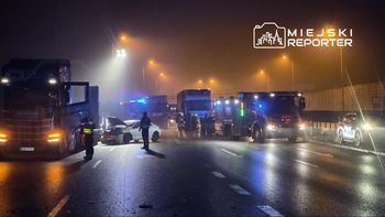 S2: Karambol 9 pojazdów. Czworo dzieci pod opieką ratowników. Droga zablokowana