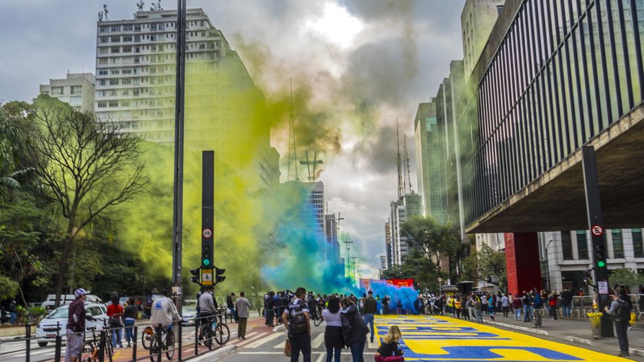 June 28, 2020, SÃ£O Paulo, SÃ£o Paulo, Brazil: SÃ£o Paulo (SP), 28/06/2020 -BRAZIL BOLSONARO PROTEST -  Demonstrators protest against Brazil's President Jair Bolsonaro and his handling of the new coronavirus pandemic in Sao Paulo, Brazil, Sunday, June 28, 2020.