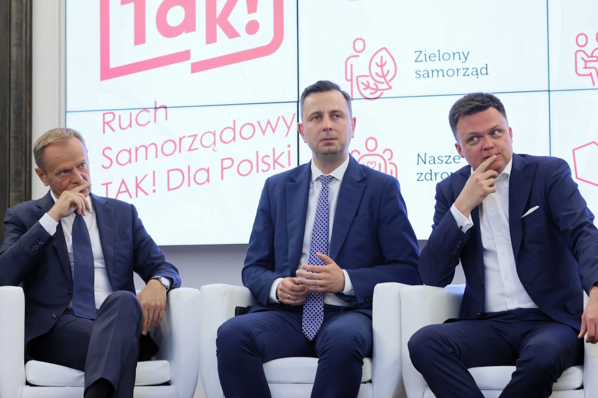 Donald Tusk, Władysław Kosiniak-Kamysz i Szymon Hołownia