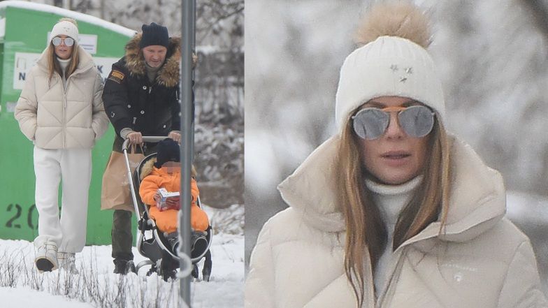 Małgorzata Rozenek na spacerze z Radosławem Majdanem i Heniem