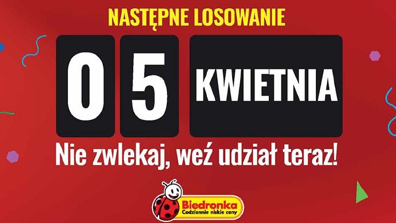 Następne losowanie w Wielkiej Loterii Biedronka 5 kwietnia [5.04]