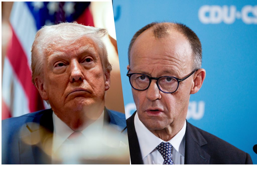 Präsident der USA Donald Trump und der CDU-Kandidat für das Amt des Bundeskanzlers nach den Wahlen in Deutschland Friedrich Merz