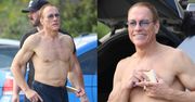 59-letni Jean-Claude Van Damme eksponuje muskularny tors, paląc podejrzanie wyglądającego skręta na plaży (ZDJĘCIA)