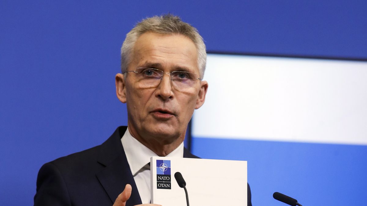 NATO Secretary General Jens Stoltenberg gives a press conference to present his annual report for 2022, at NATO Headquarters in Brussels, Belgium, 21 March 2023. EPA/OLIVIER HOSLET Dostawca: PAP/EPA.