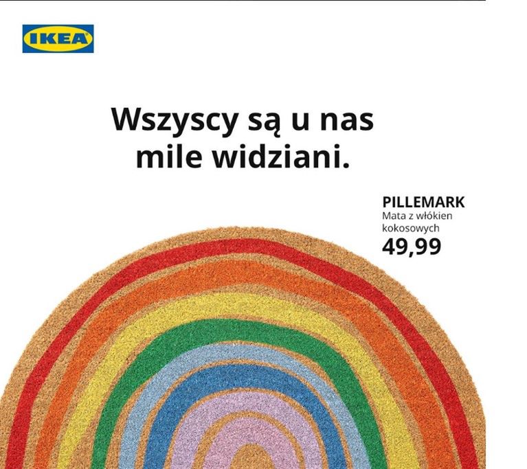 Ikea włącza się do walki o prawa osób LGBT+ poprzez tęczową wycieraczkę do butów