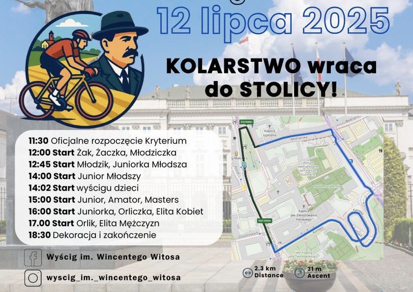 W sobotę uliczne kryterium kolarskie w centrum Warszawy