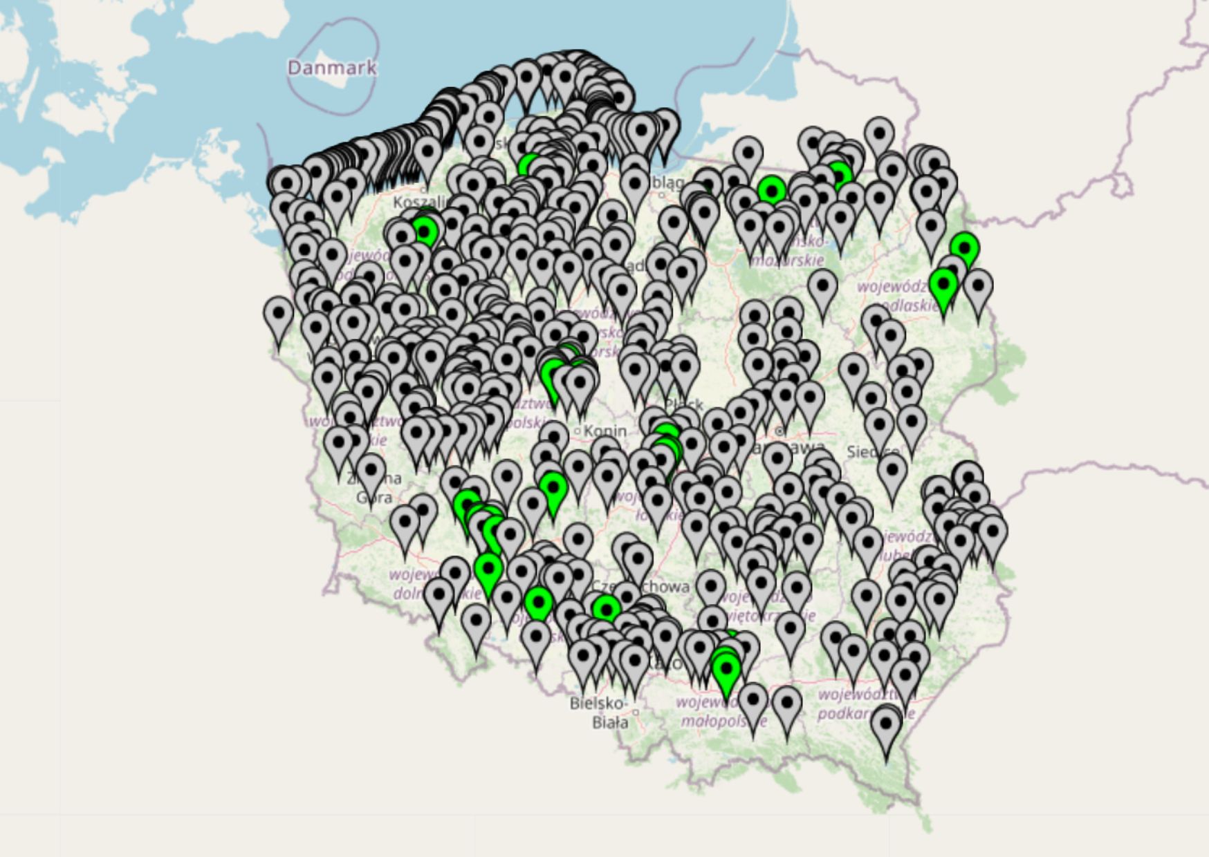 Mapa kąpielisk w Polsce (stan na dzień 5 czerwca br.)