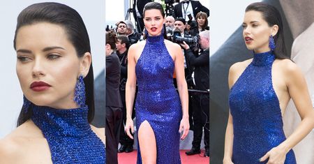 Cannes 2019: "Drapieżna" Adriana Lima kusi w cekinach od Michaela Korsa