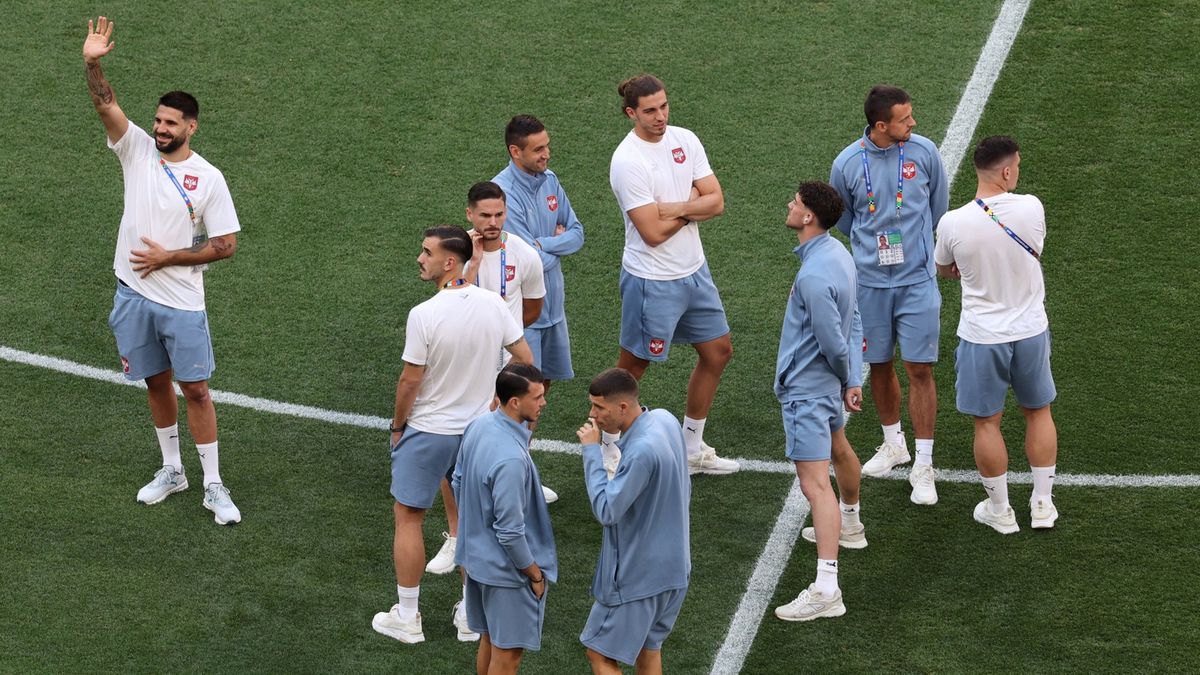 Piłkarze reprezentacji Serbii przed meczem z Danią