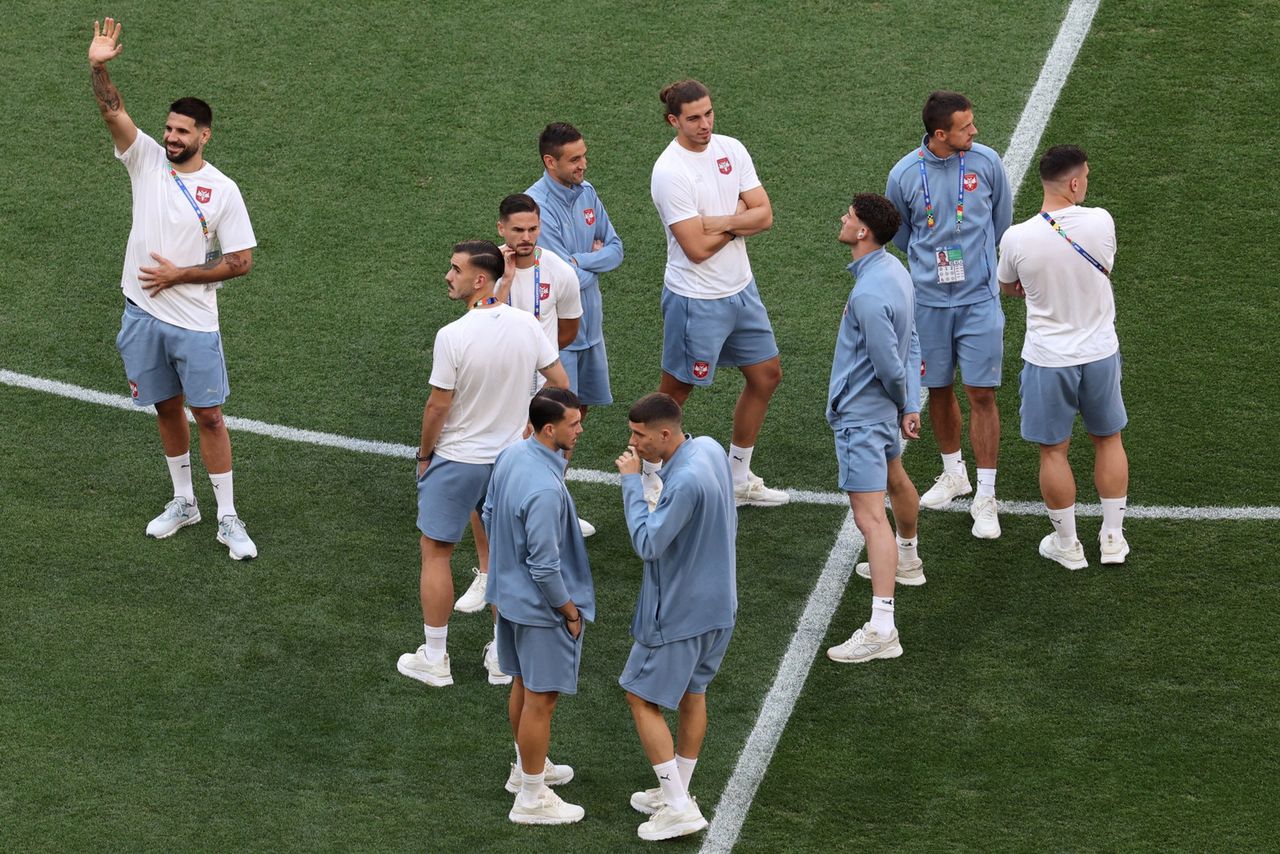 Footballers of the Serbian national team before the match against Denmark