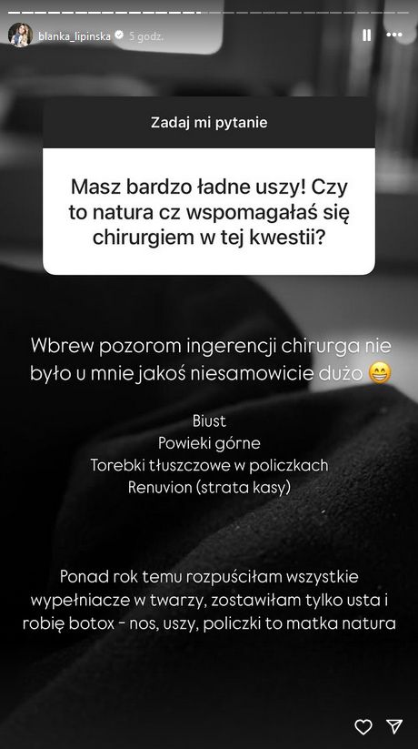 Blanka Lipińska o poprawkach w wyglądzie