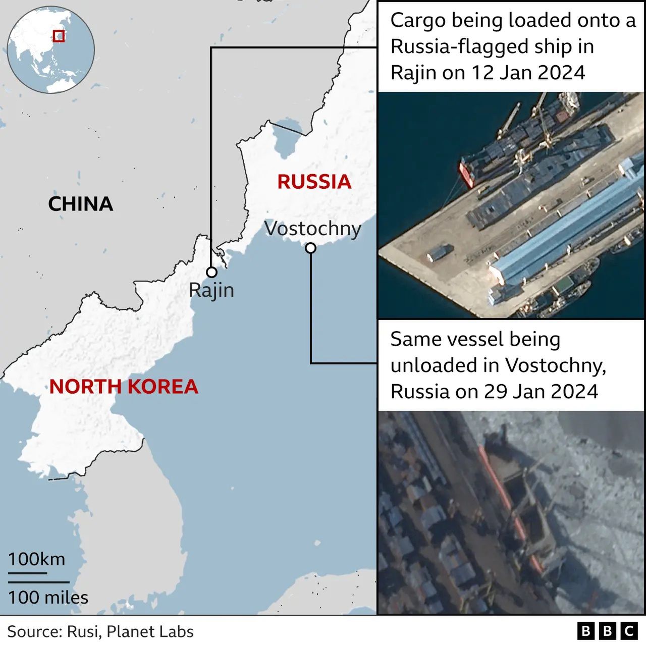 A ship from Russia loaded in a North Korean port.
