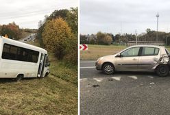 Wieliczka. BUS przewożący pasażerów zderzył się z samochodem osobowym na tzw. wschodniej obwodnicy