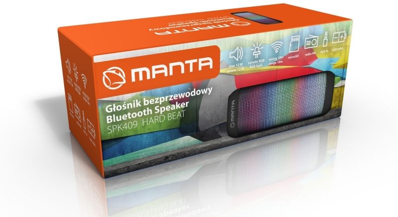 Manta SPK409 Hard Beat: tani głośnik Bluetooth z wielobarwną iluminacją LED 3