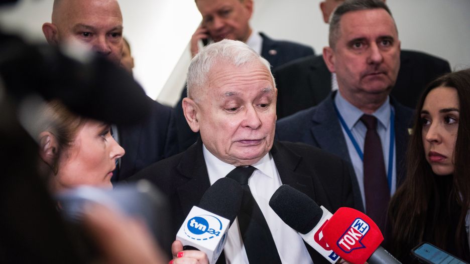 WARSAW, MASOVIAN VOIVODESHIP, POLAND - 2023/12/12: Jaroslaw Kaczynski, leader of the Law and Justice (PiS) attends the session of the parliament (Sejm). Donald Tusk presented his government to the Polish parliament (Sejm) as he became the new prime minister. Poland's newly elected PM said in his inaugural speech to parliament that he will demand full mobilization of the West to help Ukraine and also that xenophobia and anti-LGBTQ rhetoric will end and the time to be happy in Poland has come. Also, Tusk assured that the position of Poland at the European stage would be rebuilt. (Photo by Attila Husejnow/SOPA Images/LightRocket via Getty Images)