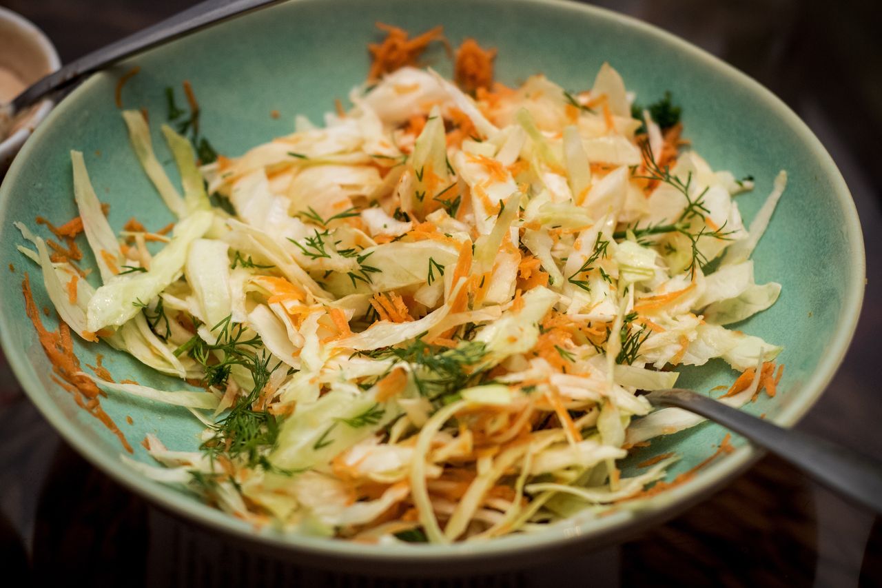 Coleslaw is the perfect addition to dinner.