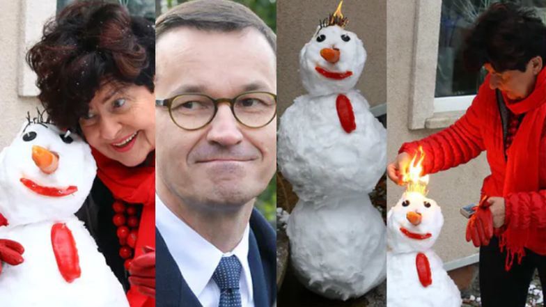 Joanna Senyszyn podpaliła bałwana ulepionego na wzór Mateusza Morawieckiego