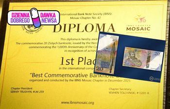 Polski banknot 20 zł najlepszy na świecie. Wygrał w prestiżowym konkursie