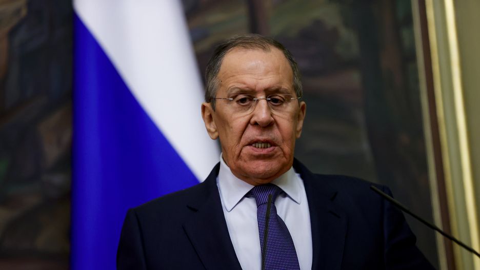MOSCOW, RUSSIA - MARCH 16: Turkish Foreign Minister Mevlut Cavusoglu (not seen) and Russian Foreign Minister Sergey Lavrov hold a joint press conference after their meeting in Moscow, Russia on March 16, 2022. (Photo by Sefa Karacan/Anadolu Agency via Getty Images)