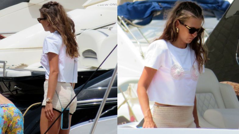 Anna i Robert Lewandowscy na jachcie