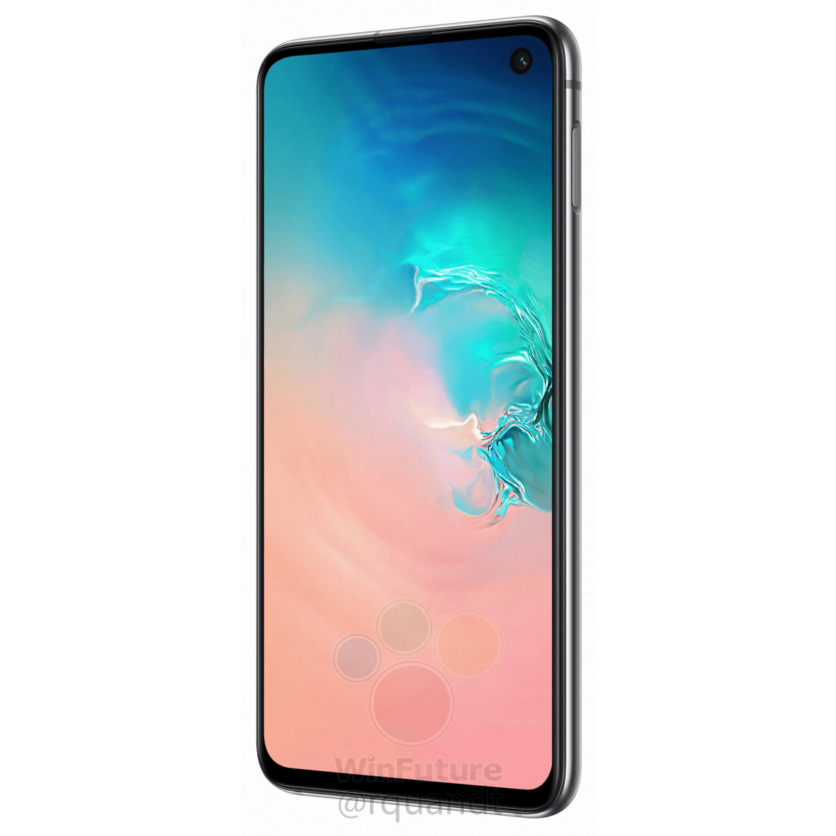 Samsung S10e: czytnik linii papilarnych trafił nienaturalnie wysoko na bocznej krawędzi. Źródło: WinFuture.
