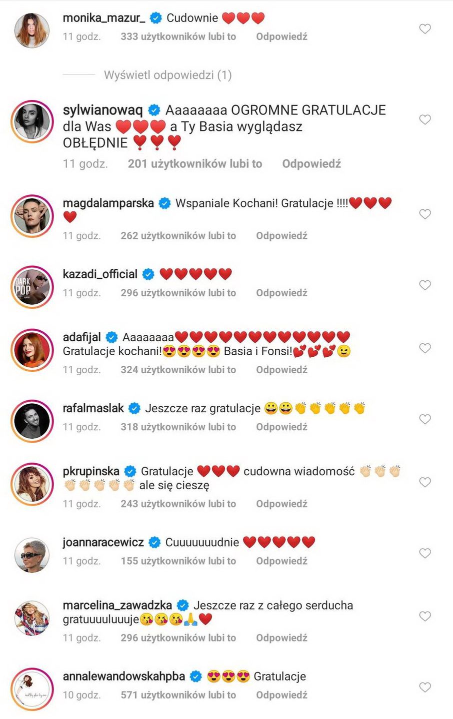 Komentarze pod postem Basi Kurdej-Szatan o ciąży