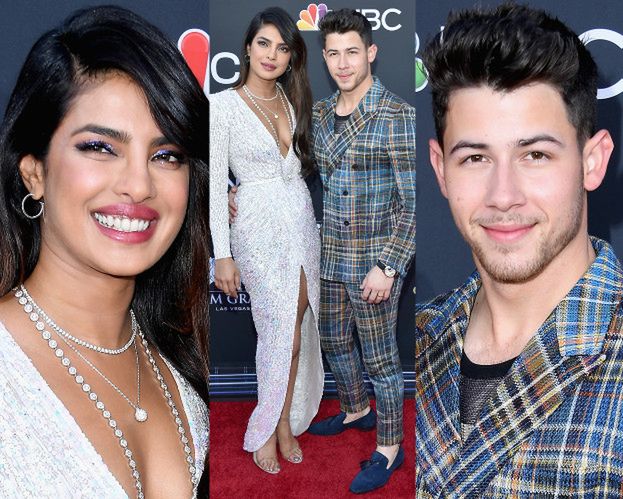 Zakochani Priyanka Chopra i Nick Jonas pozdrawiają ze ścianki w Las Vegas