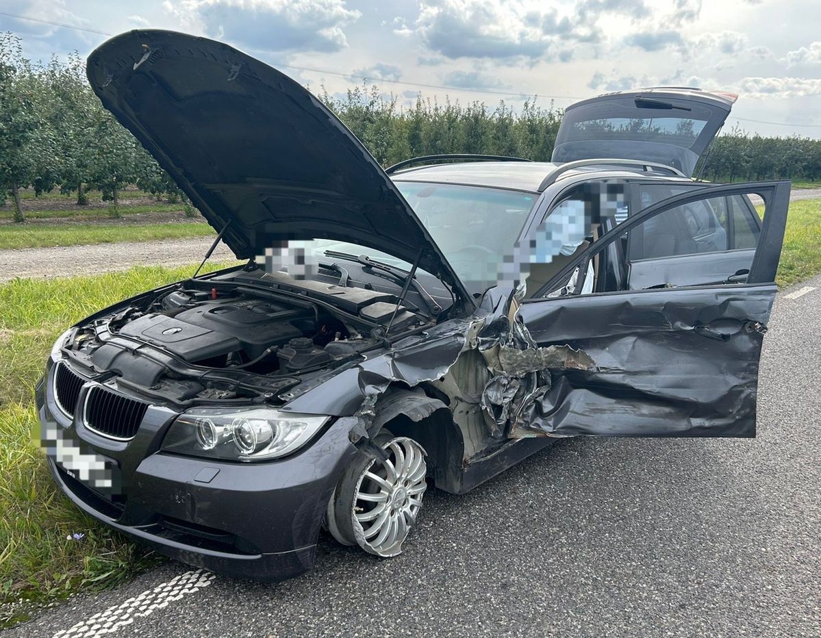 Kierowca BMW uciekł. Po chwili wyskoczył z krzaków