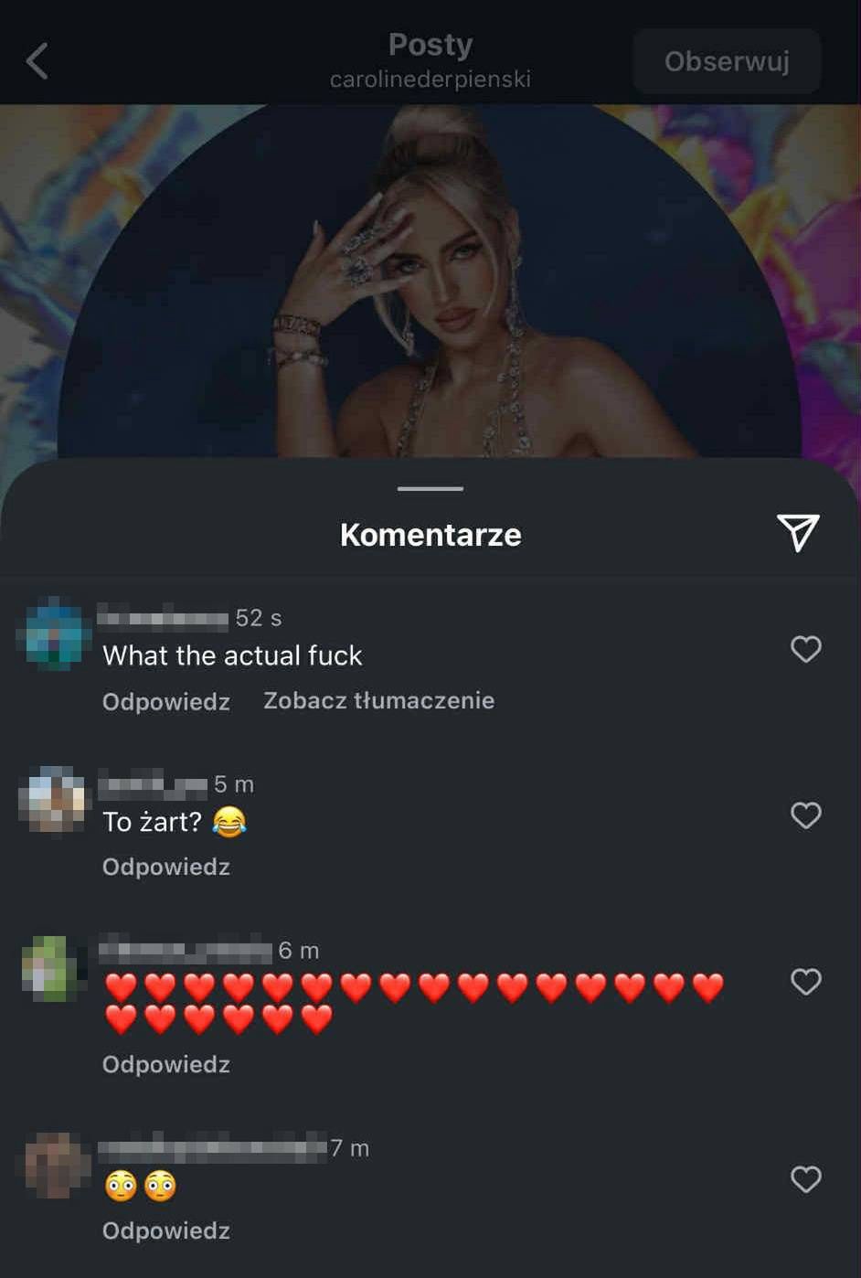 Internauci ocenili dołączenie Caroline Derpienski do line-upu