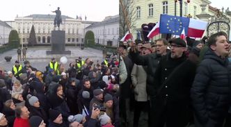 Manifestanci pod Pałacem Prezydenckim: "Andrzej Duda, oddaj dyplom. Marionetka Kaczyńskiego!