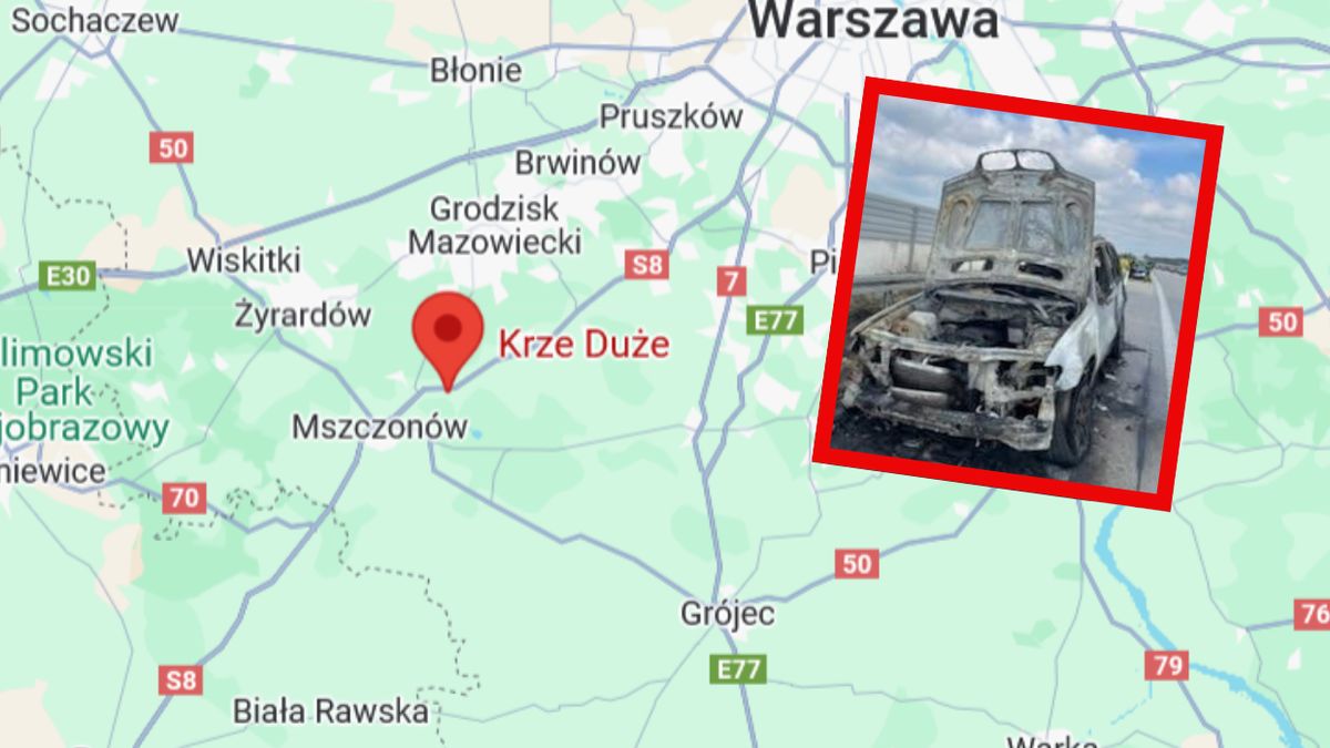 Na S8 doszło do pożaru auta