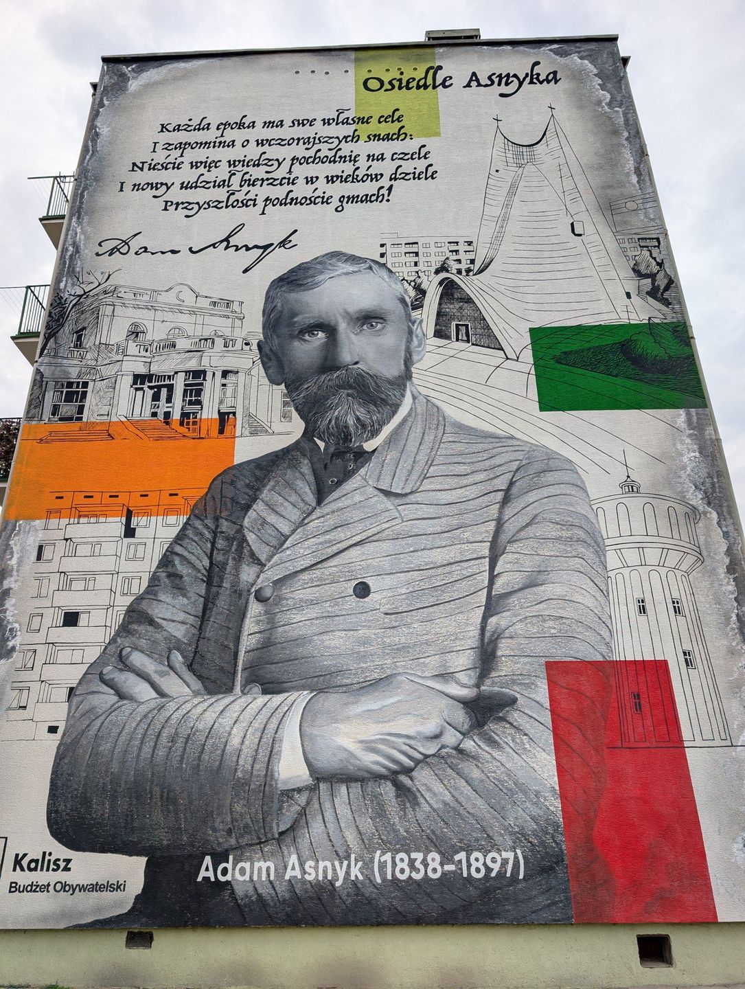 Mural poświęcony Adamowi Asnykowi na osiedlu... Asnyka w Kaliszu