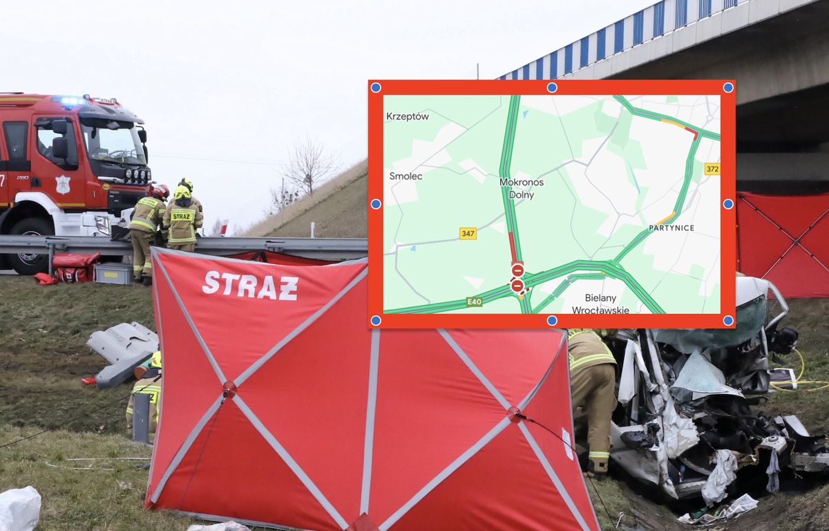 wypadek, śmierć, autostrada, korek Śmiertelny wypadek na A4. Zablokowana autostrada w pobliżu Wrocławia