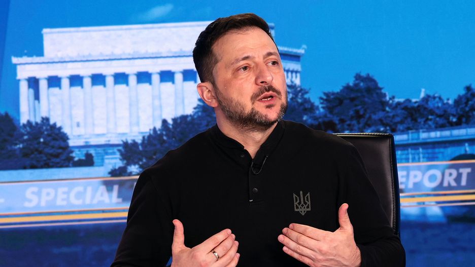 WASHINGTON, DC - FEBRUARY 28: Ukrainian President Volodymyr Zelensky speaks during an interview with Fox News Chief Political Anchor Bret Baier on Special Report With Bret Baier at the Fox News studios on February 28, 2025 in Washington, DC. Zelensky addressed his heated Oval Office meeting with President Donald Trump and Vice President JD Vance earlier today that cut short his planned White House visit and put a preliminary minerals agreement and U.S. security support for Ukraine into question. (Photo by Win McNamee/Getty Images)