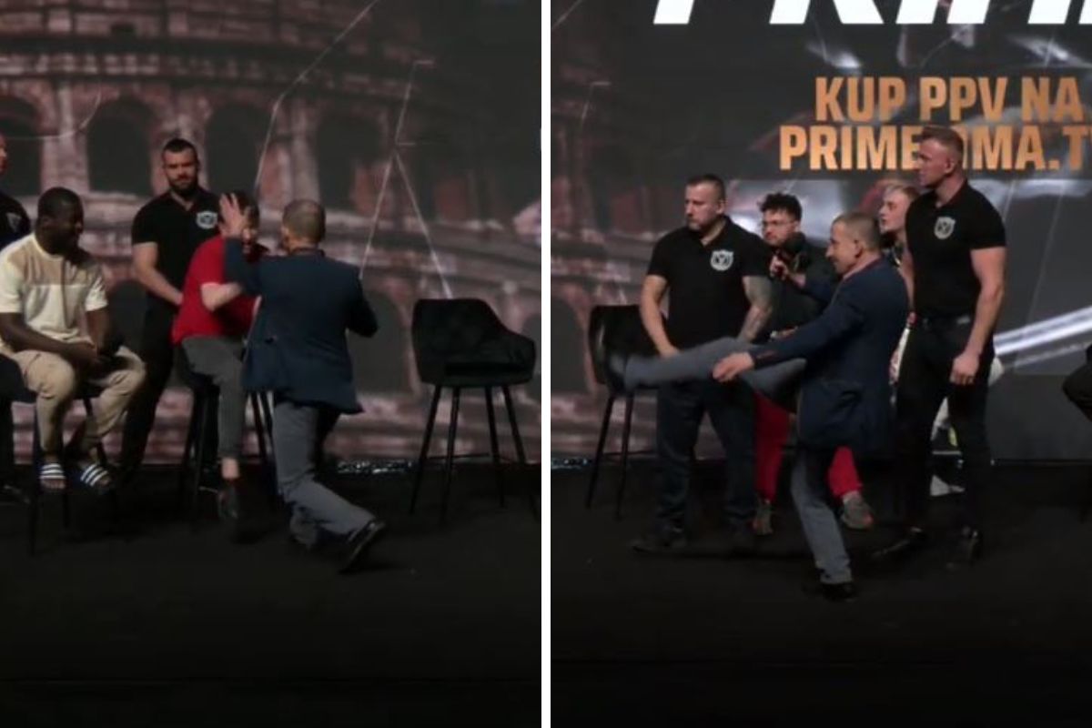 Marek Jówko, prowadzący Prime Show MMA 7, bije zawodników