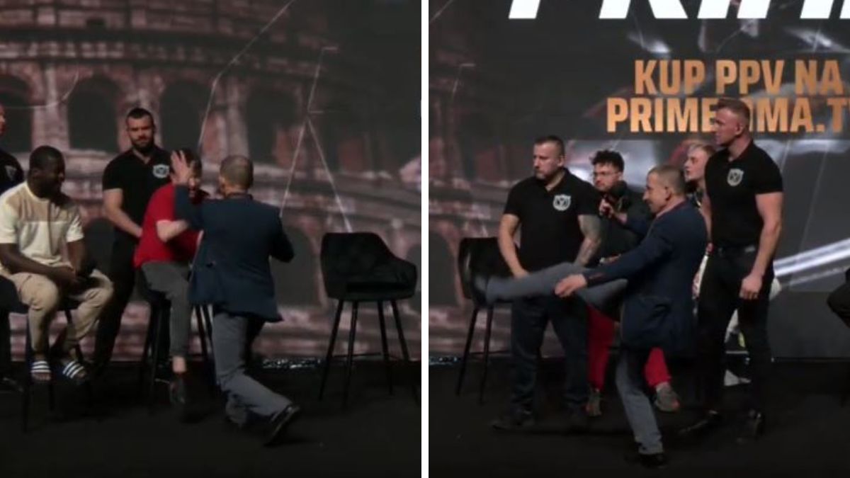 Marek Jówko, prowadzący Prime Show MMA 7, bije zawodników