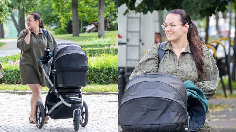 Ewa Farna spaceruje z dzieckiem po Warszawie