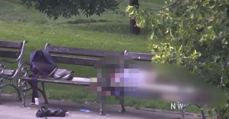 Czechy. Kobieta nawet nie zapięła bluzki! Nagranie z parku w Pradze