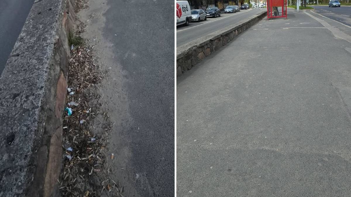 Efekt naszej interwencji dotyczącej śmieci na przystanku przy al. Andersa