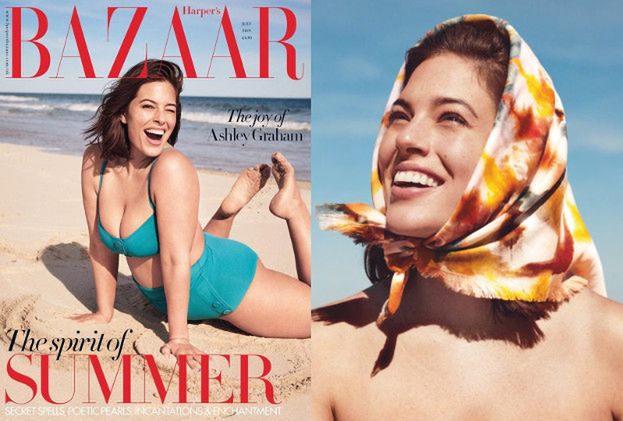 Naturalna Ashley Graham powraca w plażowej sesji dla "Harper's Bazaar"