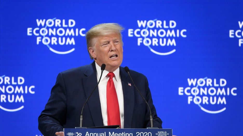 50. edycja Forum Ekonomicznego w Davos
TOPSHOT - US president Donald Trump delivers a speech at the Congres center during the World Economic Forum (WEF) annual meeting in Davos, on January 21, 2020. (Photo by Fabrice COFFRINI / AFP)
FABRICE COFFRINI