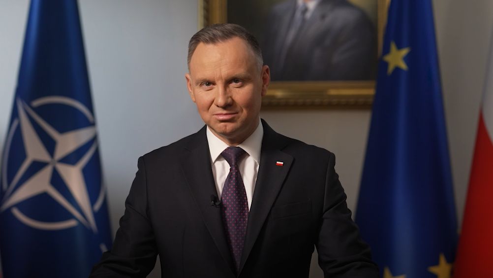 Andrzej Duda podczas orędzia wygłoszonego 31 grudnia 2023 r. 